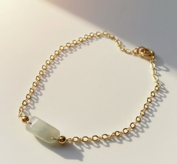 冰種翡翠無事牌手鍊 14K包金 | 天然緬甸玉翡翠A貨 | 送禮