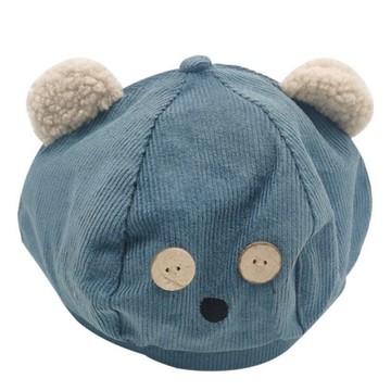 (時尚單品帽子)🐻紐扣小熊貝雷帽可愛薄款畫帽時尚顯臉小蓓蕾帽子🐻