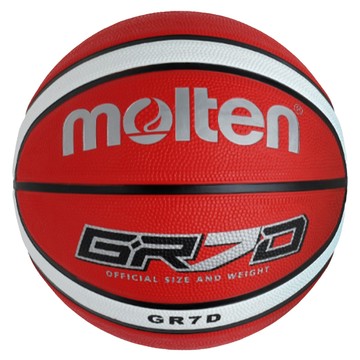 molten 12片橡膠深溝籃球 紅白色  BGR7D-RW  7號球  1顆