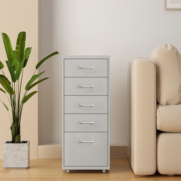 《C&B》鋼鐵斯特附輪五抽屜櫃(五色可選)清水模灰