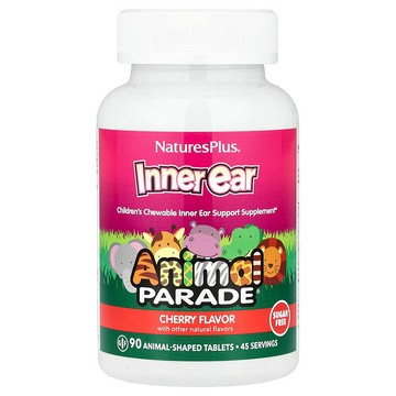 NaturesPlus, Animal Parade，內耳，兒童咀嚼片，櫻桃味，90 片動物狀片劑