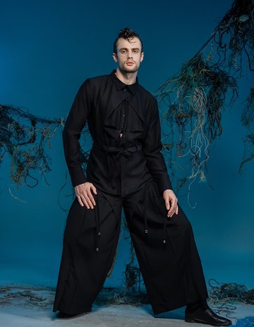 長袖襯衫/多層次門襟/鏤空/23AW-INF