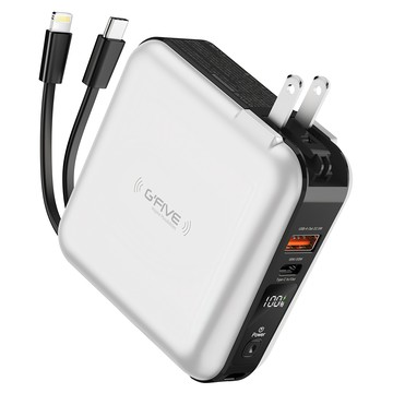 G'FIVE 基伍 勁量無線充多功能行動電源 10000mAh 原廠保固  GP-W10S  黑白色