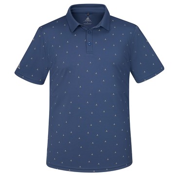 男款循環酷涼節能抑菌短袖POLO衫(A1PS2511MC夜幕藍印花/涼感透氣/抑菌抗臭/快乾排汗/抗紫外線)
