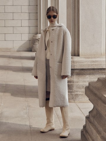 NU MOUTON Faux Shearing Reversible Long Coat