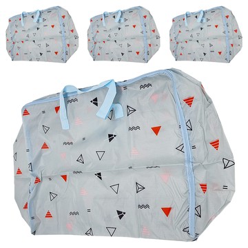 牛津布雙層網狀收納袋  特大號(60 x 50 x 25cm)  藍三角  4個