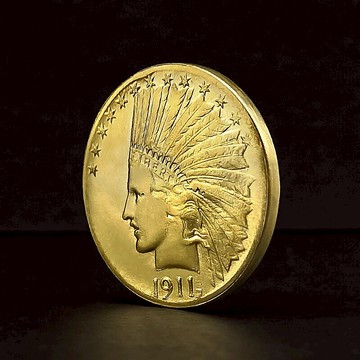 1911印第安人頭像金幣魔術硬幣道具 美國仿古鷹洋紀念外國黃銅幣