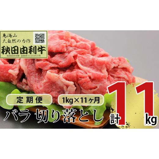 ふるさと納税 秋田県 にかほ市 《定期便》11ヶ月連続 秋田由利牛 バラ切り落とし 1kg（1kg×1パック）