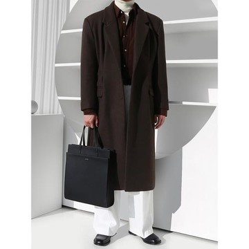冬季韓版美拉德毛呢大衣男高級感墊肩中長款風衣寬松過膝呢子外套