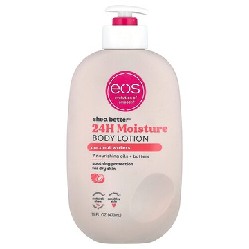 EOS, 乳木果油™，24 小時保濕身體乳，椰子汁，16 液量盎司（473 毫升）