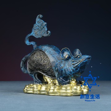 免運 公司貨 清倉特惠 彩銅生肖鼠擺件 工藝品 客廳裝飾 可開發票 全館六折 工廠現貨直銷 新品特價 KTZL0103