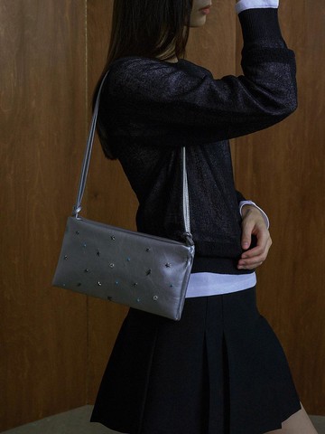 Two Pocket Studded Bag Matt Silver