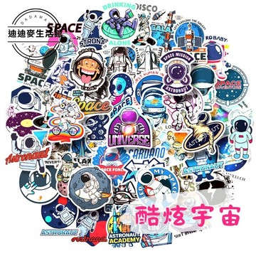 【現貨】行李箱貼紙 貼紙 防水貼紙 太空人 機車貼紙 手帳素材 筆電貼紙 復古貼紙 手機殼貼紙 獎勵貼紙 裝飾貼紙 素材