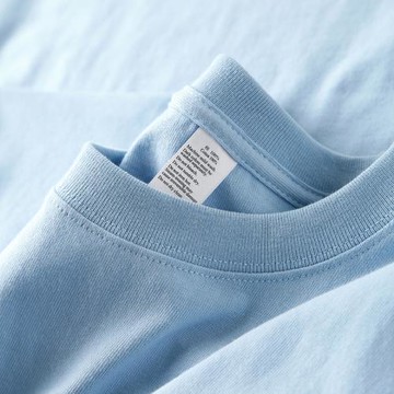 重磅嬰兒藍淺藍色純棉寬松短袖t恤純棉百搭流行色tee男女款