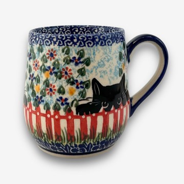 波蘭手繪手工陶-馬克杯 320ml 黑貓花園系列
