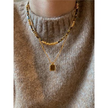 天然虎眼石項鏈女配飾秋冬雙層疊戴輕奢小眾高級感精致大氣毛衣鏈