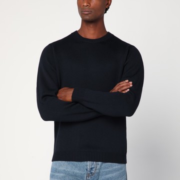 Navy blue crew neck wool sweater