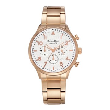 Roven Dino羅梵迪諾 捍衛戰士時尚腕錶-玫瑰金X白大-RD6115RG-538-45mm