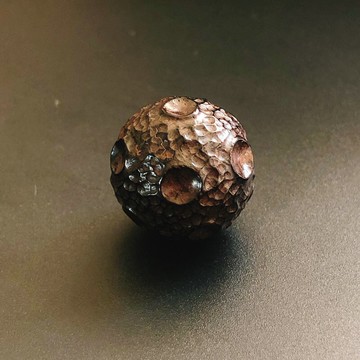 黑檀木手工雕刻隕石坑紋星球圓散珠DIY文玩佛珠手串項鏈個性配飾