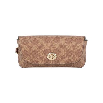 COACH CC Logo 塗層帆布附提把萬用包/眼鏡收納包(棕褐色/棕色)