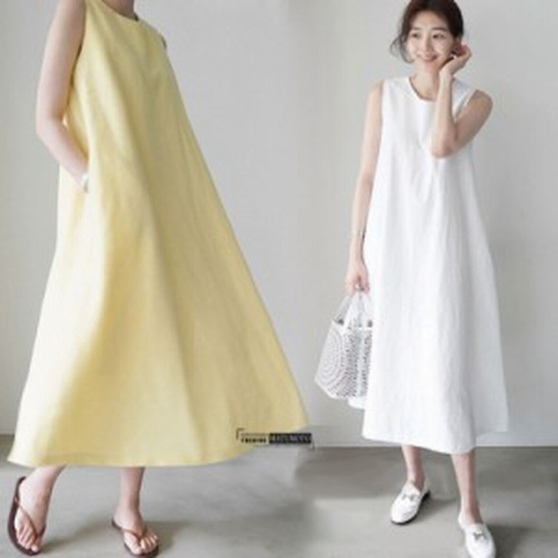 還元祭クーポン対象 ワンピース レディース リネンワンピース ゆったり マキシ丈 亜麻ワンピース ノースリーブ タンクワンピース フレ 通販 Lineポイント最大1 0 Get Lineショッピング