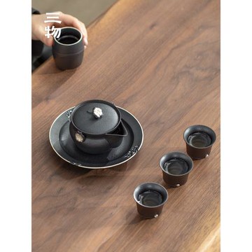 三物瀾夜手抓壺單壺家用復古陶瓷茶壺描銀梅花功夫茶具泡茶器