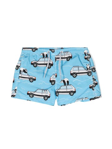 MC2 Saint Barth Kids - illustration-print swim shorts - kids - Polyamide/Recycled Polyester/Elastane - 2 - Blue