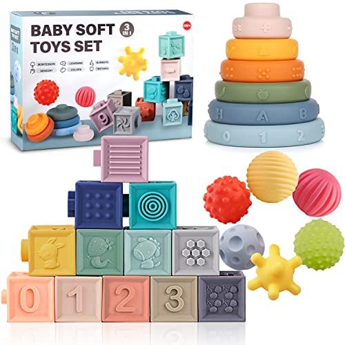 Montessori Toys for Babies Soft Stacking Building Blocks Rings