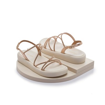 芯太軟 鑽飾繞帶輕量厚底涼鞋 玫瑰金 (1B3033)