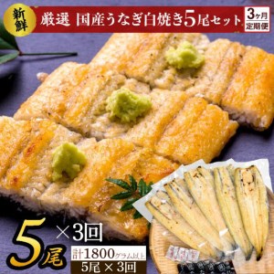 AD-60-1　食べきりサイズ！国内産うなぎの白焼（酒蒸し）5尾×3回　計1725g以上