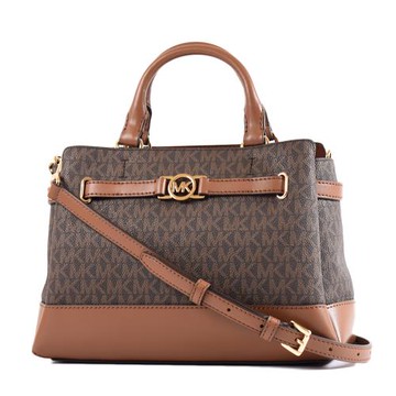 MICHAEL KORS REED 緹花LOGO防刮手提/斜背二用包-焦糖色 /小