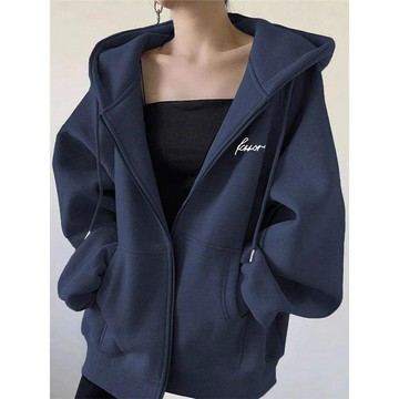 【臺灣出貨】廢土風開學季連帽衛衣女 2026秋冬季新款刺繡開衫帽T 爆款寬鬆拉鍊開衫外套 休閒長袖外衣