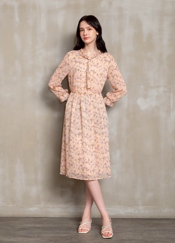 春意爛漫碎花楊柳雪紡洋裝