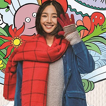 秋冬韓版經典格子圍巾 /披肩兩用款  明星百搭同款  ( 紅色)af09068