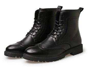 【JP.美日韓】韓國 馬丁 雕花皮鞋 高統 真皮布洛克雕花休閑皮鞋英倫馬丁靴男靴子短靴