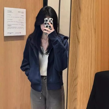 外套女 春秋外套 博外套 女裝 上衣小個子短款衛衣春季外套女2025年新款春秋即墨連帽拉鍊開衫上衣913