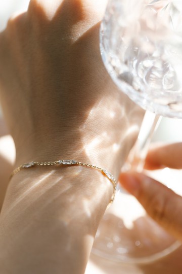 細緻鑲嵌經典鋯石手鍊 925純銀鍍18k金