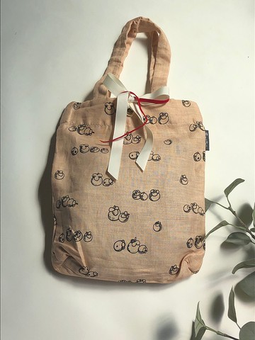 麻印花手提袋 S 碼 Ecru 顏色