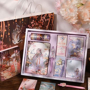 古風立體手賬本套裝 彩頁筆記本子古典記事本禮盒手賬素材大禮包