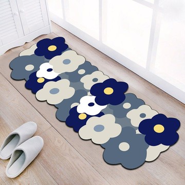 軟式珪藻土長踏墊  120 x 40cm  小花藍  1個