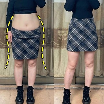 M-5XL 胖mm大尺碼梨形毛呢半身裙女秋冬格子高腰顯瘦遮肉a字包臀短裙