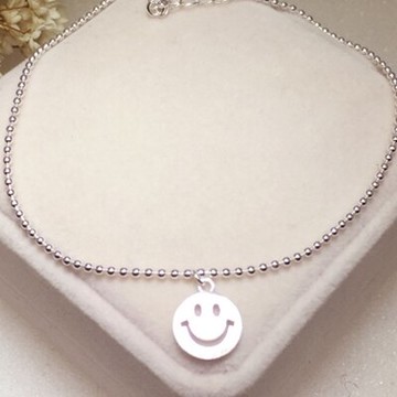 925純銀腳鍊銀飾-百搭笑臉造型生日情人節禮物女飾品73do19【獨家進口】【米蘭精品】
