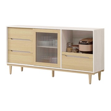 文創集 菲可雙色5尺推&開門餐櫃-149x40x89cm免組