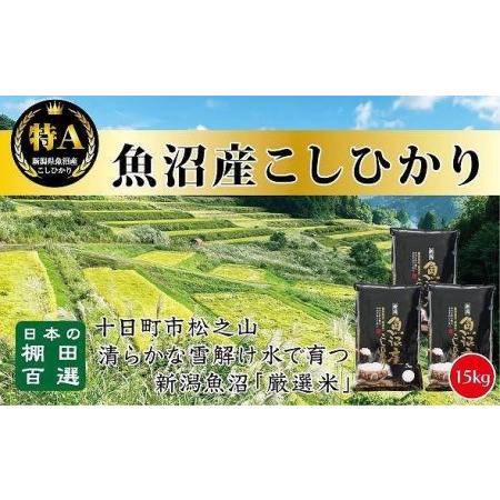 ふるさと納税 食味鑑定士が選ぶ　日本棚田百選のお米　天空の里・魚沼産こしひかり　５kg×３ 新潟県