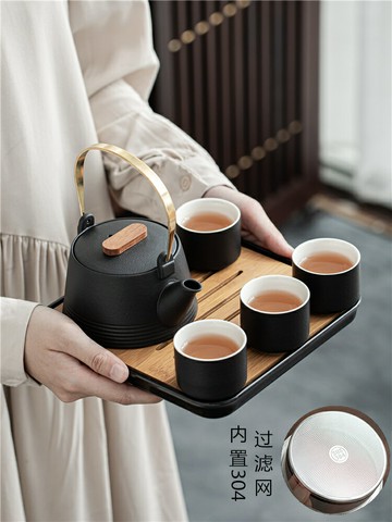 功夫茶具套裝家用客廳簡約陶瓷茶壺茶杯輕奢現代辦公室會客小套裝 雙11全館免運