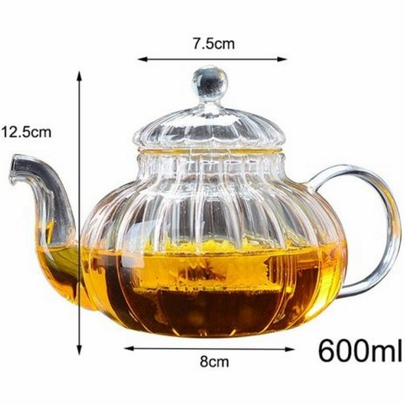600 ミリリットルストライプカボチャ形の花ティーポットガラスティーポット注入器茶葉ハーブ耐熱ガラスポットの花ティーカップ 通販 Lineポイント最大get Lineショッピング