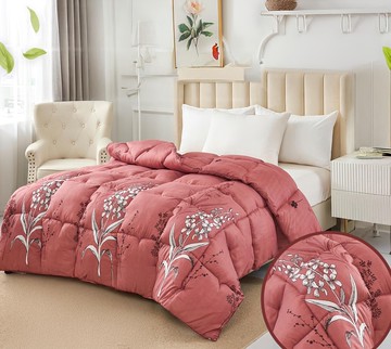 LoveCity 寢城之戀 超細舒柔棉印花 羽絲絨親膚發熱保暖冬被(盛世/180X210公分)  紅色