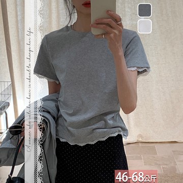 圓領純色拼接蕾絲邊後蝴蝶結鏤空上衣(2色) M-XL【415404X】【現+預】☆流行前線☆