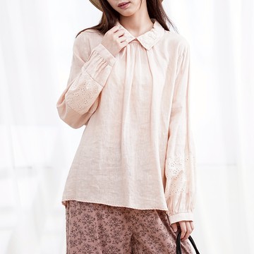 秋新款翻領長袖襯衫上衣658001