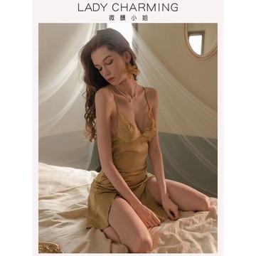 性感睡衣女小胸2023新款火辣吊帶純欲風睡裙蕾絲高級感情調夏季